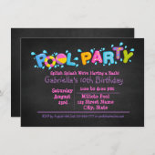 私達の強打のプールを囲んでのパーティに来られる女の子のSplishのしぶき 招待状 (正面/裏面)