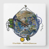 私達の惑星のハイカーの精神のコンパスの地球をハイキングして下さい スクエア壁時計 (正面)