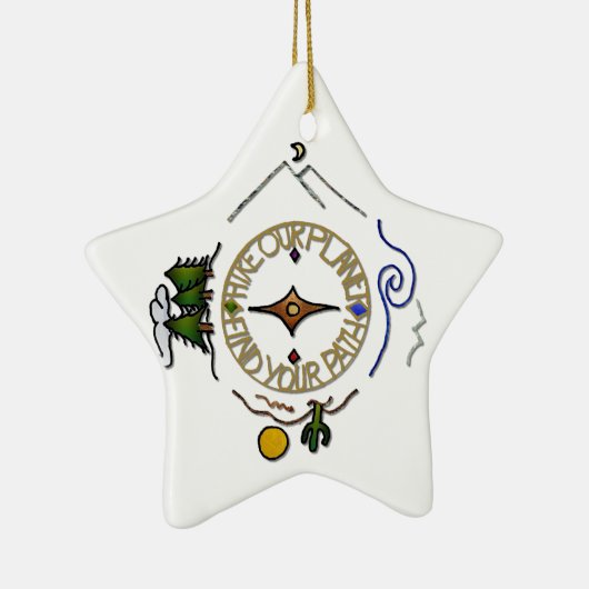 私達の惑星のハイカーの精神のコンパスをハイキングして下さい セラミックオーナメント (右)