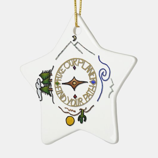 私達の惑星のハイカーの精神のコンパスをハイキングして下さい セラミックオーナメント (左)