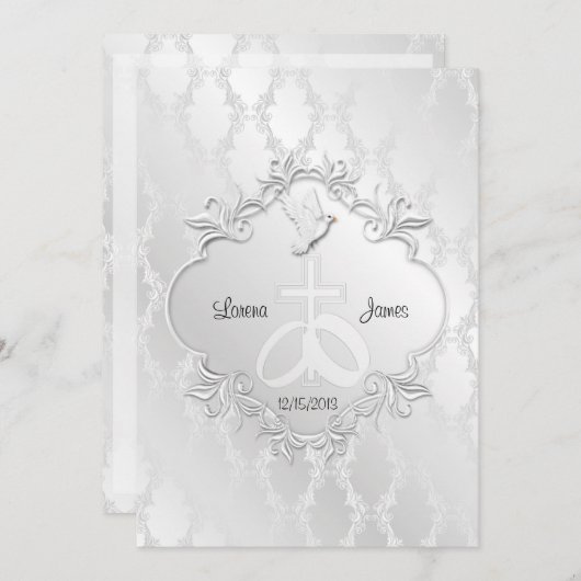 私達の愛宗教結婚式招待状 招待状 (正面/裏面)