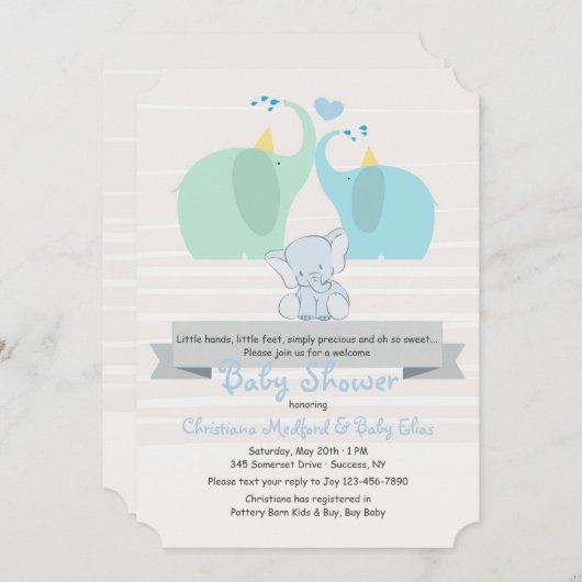 私達の愛男の子のベビーシャワーの招待状のプロダクト 招待状 (正面/裏面)