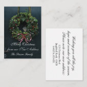 私達の新しい住所からのメリークリスマスのリース エンクロージャーカード (正面/裏面)