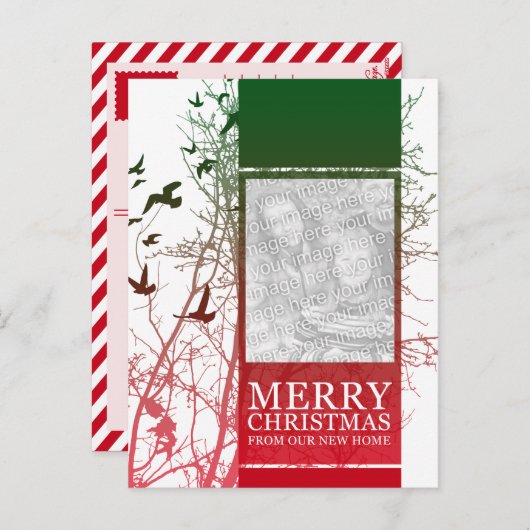 私達の新しい家からのメリークリスマス(silhouscreen) シーズンポストカード (正面/裏面)