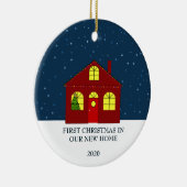 私達の新しい家のかわいいの初めてのクリスマス セラミックオーナメント (右)