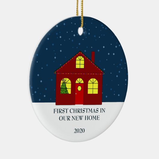 私達の新しい家のかわいいの初めてのクリスマス セラミックオーナメント (右)