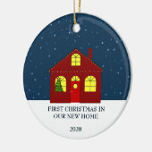 私達の新しい家のかわいいの初めてのクリスマス セラミックオーナメント (左)