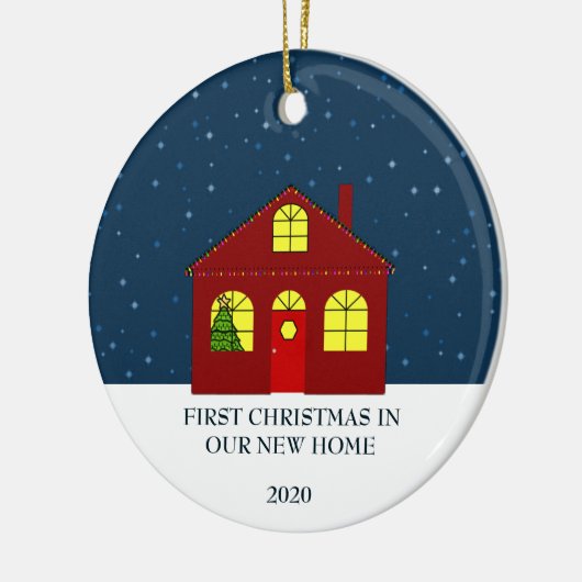 私達の新しい家のかわいいの初めてのクリスマス セラミックオーナメント (左)