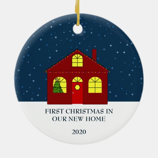 私達の新しい家のかわいいの初めてのクリスマス セラミックオーナメント (裏面)