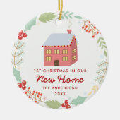 私達の新しい家のかわいい初めてのクリスマス セラミックオーナメント (正面)