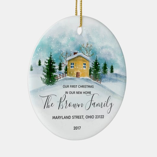 私達の新しい家のオーナメントのギフトの私達の初めてのクリスマス セラミックオーナメント (右)