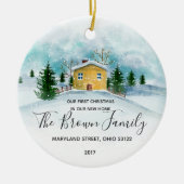 私達の新しい家のオーナメントのギフトの私達の初めてのクリスマス セラミックオーナメント (正面)