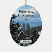 私達の新しい家の初めてのクリスマスは個人化なります セラミックオーナメント (右)