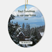 私達の新しい家の初めてのクリスマスは個人化なります セラミックオーナメント (左)