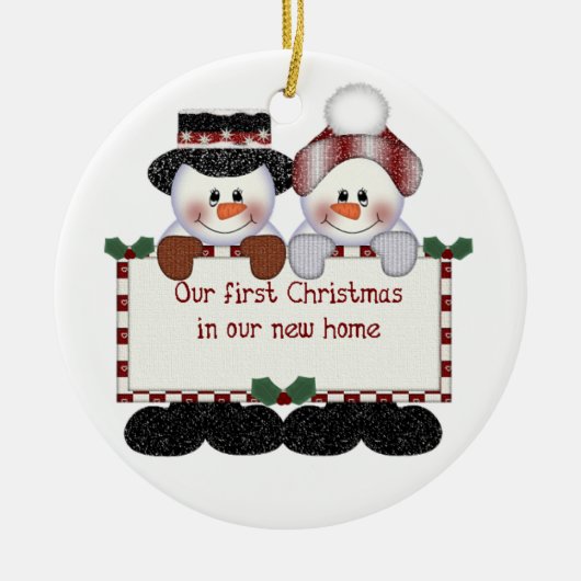 私達の新しい家の私達の初めてのクリスマス セラミックオーナメント (正面)