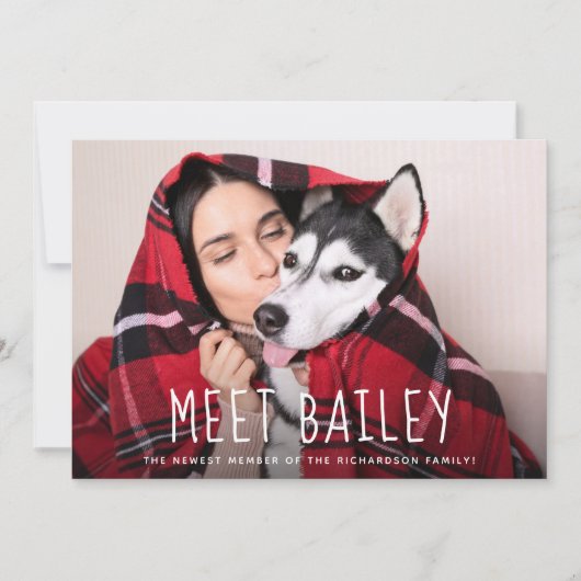 私達の新しい飼い犬|のシンプルな写真の発表 招待状 (正面)