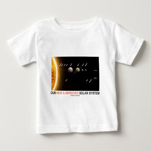 私達の新しく、改良された太陽系(銀河のユーモア) ベビーTシャツ (正面)
