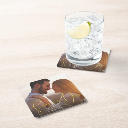 私達の日付によって精製されるライン滑らかな手書きを救って下さい スクエアペーパーコースター (インサイチュ)