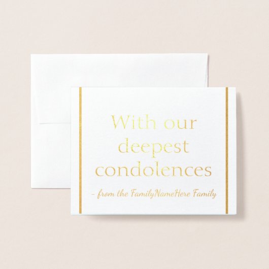 "私達の最も深い哀悼の言葉"の悔やみや弔慰とカード 箔カード (封筒付き正面)