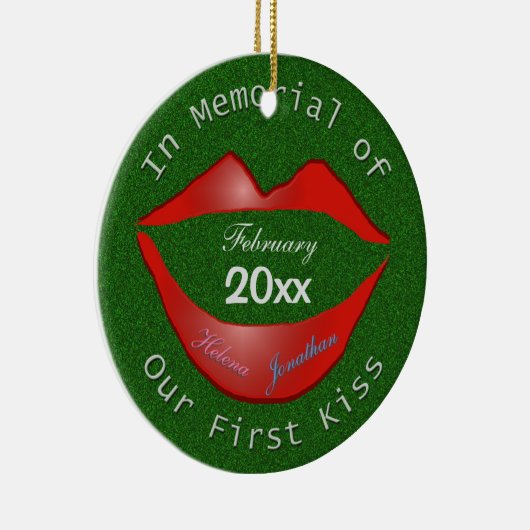 私達の最初キスの記念物でおもしろい セラミックオーナメント (右)