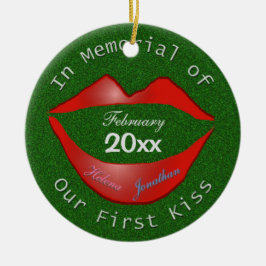 私達の最初キスの記念物でおもしろい セラミックオーナメント