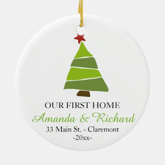 私達の最初家のクリスマスツリーのオーナメント セラミックオーナメント (裏面)