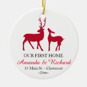 私達の最初家のクリスマスツリーのオーナメント、愛シカ セラミックオーナメント (正面)