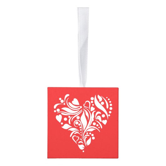 私達の最初結婚したなクリスマスの日付がついた結婚祝いの赤 キューブオーナメント (右)