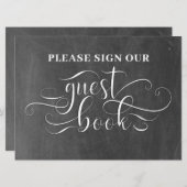私達の来客名簿の結婚式のテーブルカードに署名して下さい 招待状 (正面/裏面)