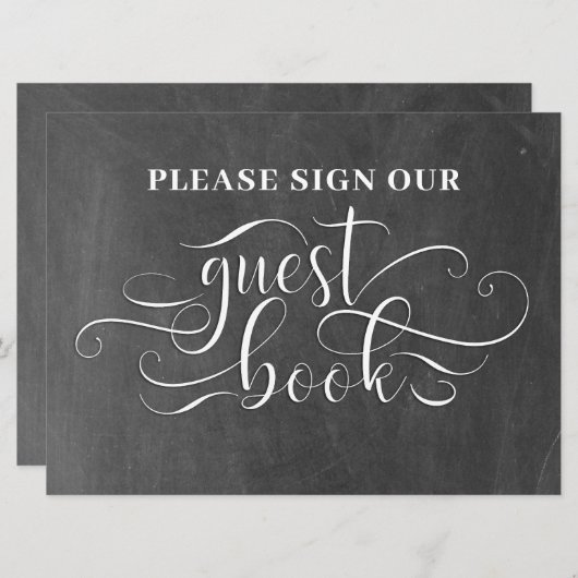 私達の来客名簿の結婚式のテーブルカードに署名して下さい 招待状 (正面/裏面)