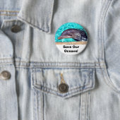 私達の海洋を救って下さい! イルカの写真ボタン 缶バッジ (インサイチュ)