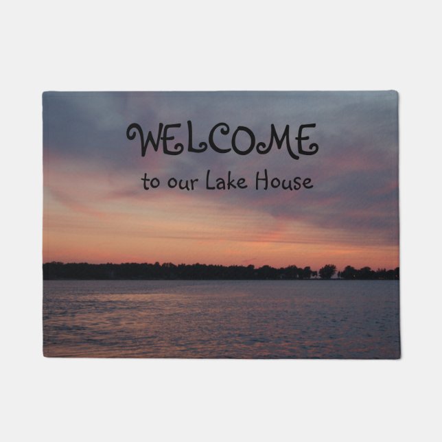 私達の湖の家の玄関マットへの歓迎 ドアマット (正面)