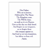 私達の父(主Prayer) 3.5x5の"祈りの言葉カード テーブルナンバー (裏面)