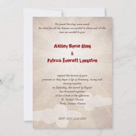 私達の生命結婚式招待状の冒険 招待状 (裏面)