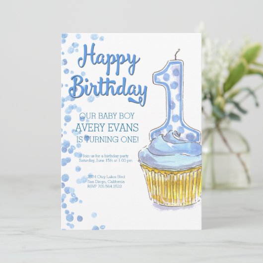 私達の男の子は1匹の青い誕生日の招待状を回しています 招待状 (スタンド正面)