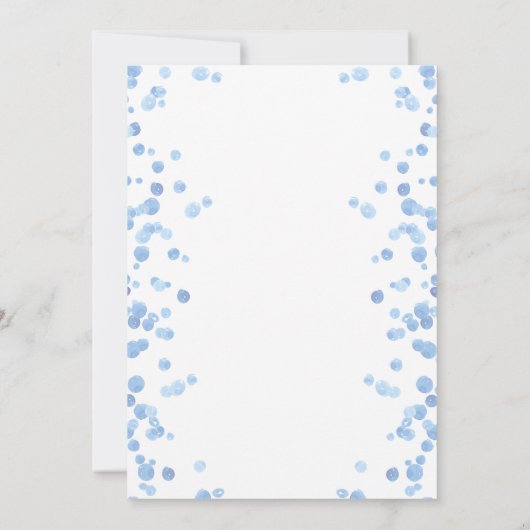 私達の男の子は1匹の青い誕生日の招待状を回しています 招待状 (裏面)