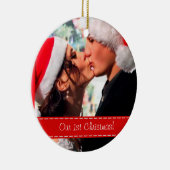 私達の第1クリスマス-あなたの写真を加えて下さい セラミックオーナメント (右)