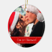 私達の第1クリスマス-あなたの写真を加えて下さい セラミックオーナメント (左)