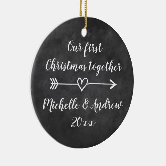 私達の第1一緒のクリスマスのカスタムな木のオーナメント セラミックオーナメント (右)