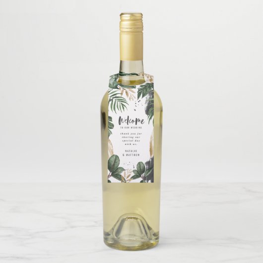 私達の結婚式のワインへの歓迎 ボトルネックタグ (ボトル)