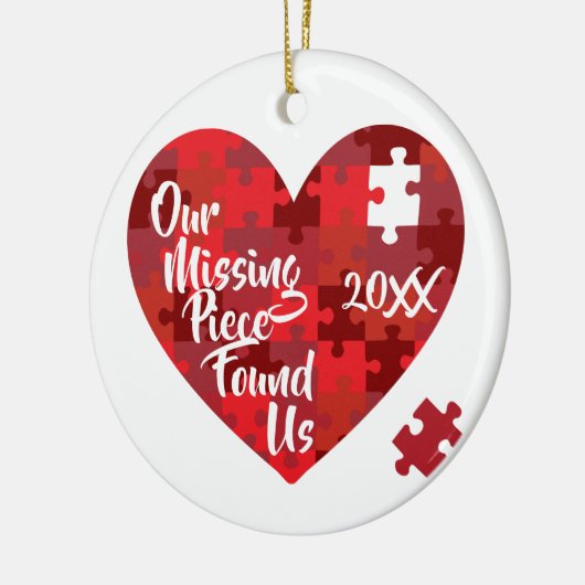 私達の行方不明の部分は私達を-パズルのハート見つけました セラミックオーナメント (左)