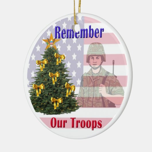 私達の軍隊の休日のオーナメントを覚えて下さい セラミックオーナメント (左)