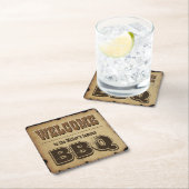 私達のBBQへの西部のスタイルの歓迎(カスタマイズ可能な) スクエアペーパーコースター (インサイチュ)