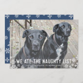 私達はいけないリストのおもしろい犬のクリスマスカードを食べました シーズンカード (正面/裏面)