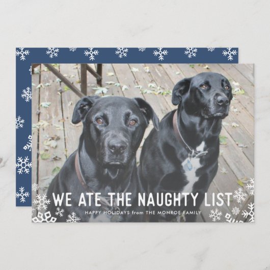 私達はいけないリストのおもしろい犬のクリスマスカードを食べました シーズンカード (正面/裏面)