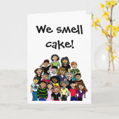 "私達はかぎますケーキを!" バースデー・カード カード (黄色い花)