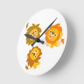 "私達はここにいます!! "かわいい漫画のライオンの柱時計 ラウンド壁時計 (傾斜)