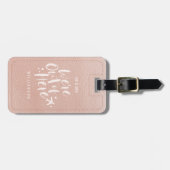 私達はここに|の氏及び夫人からNewlywed Pink Leatherあります ラゲッジタグ (正面横)