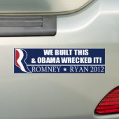 私達はこの造りました及びオバマはそれを破壊しました! バンパーステッカー (車上)