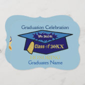 私達はそれを青の卒業のお祝いしました 招待状 (正面/裏面)